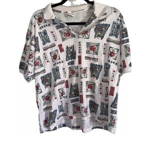 Vintage Jason Maxwell Polo Roses Floral Retro Shirt